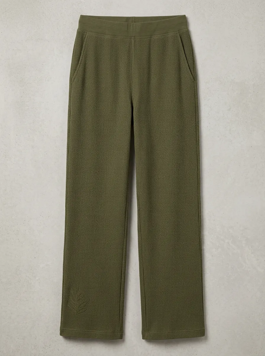 Women's Tropical Leaf Print Waffle Lounge Pants