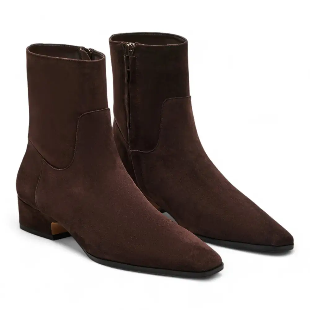 Dusty Square Toe Suede Ankle Bootie