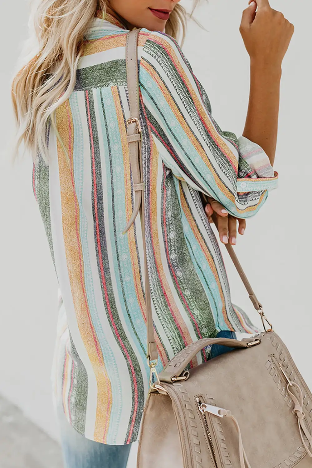 Enough Striped Button Down Top
