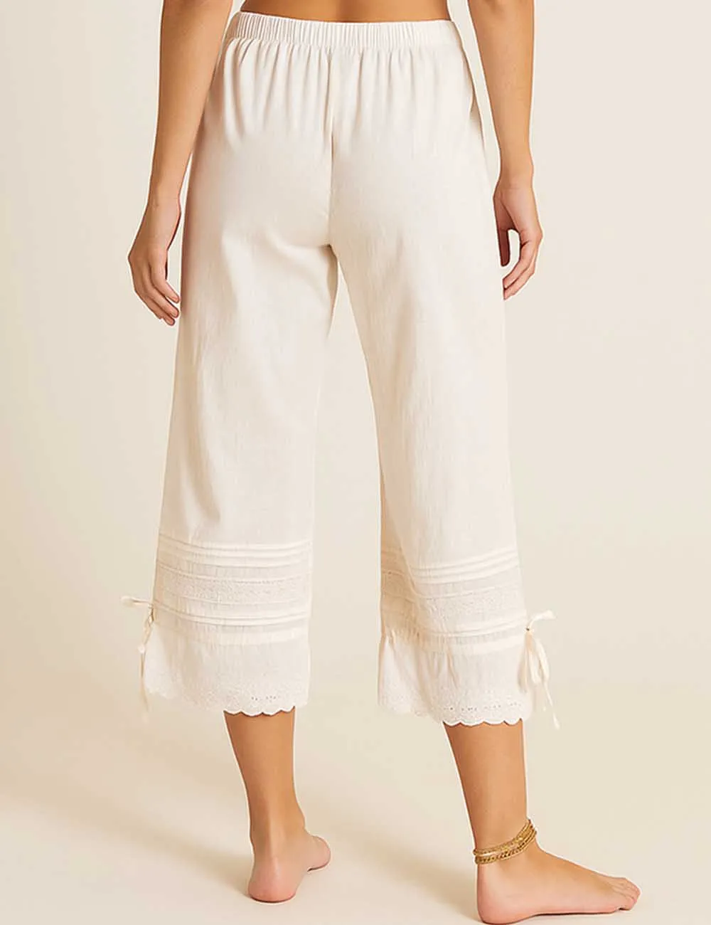 Elastic Waist Eyelet Drawstring Bloomer Pants