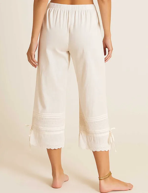 Elastic Waist Eyelet Drawstring Bloomer Pants