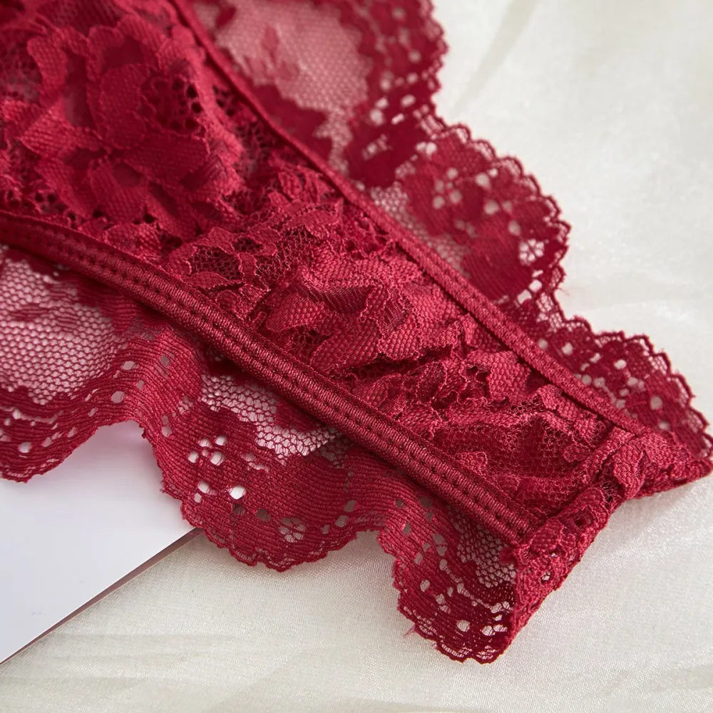 Sheer Lace Suspender Bra And Panty Set