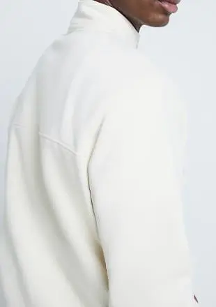 Men's Cream Regular Fit Zip Neck Top