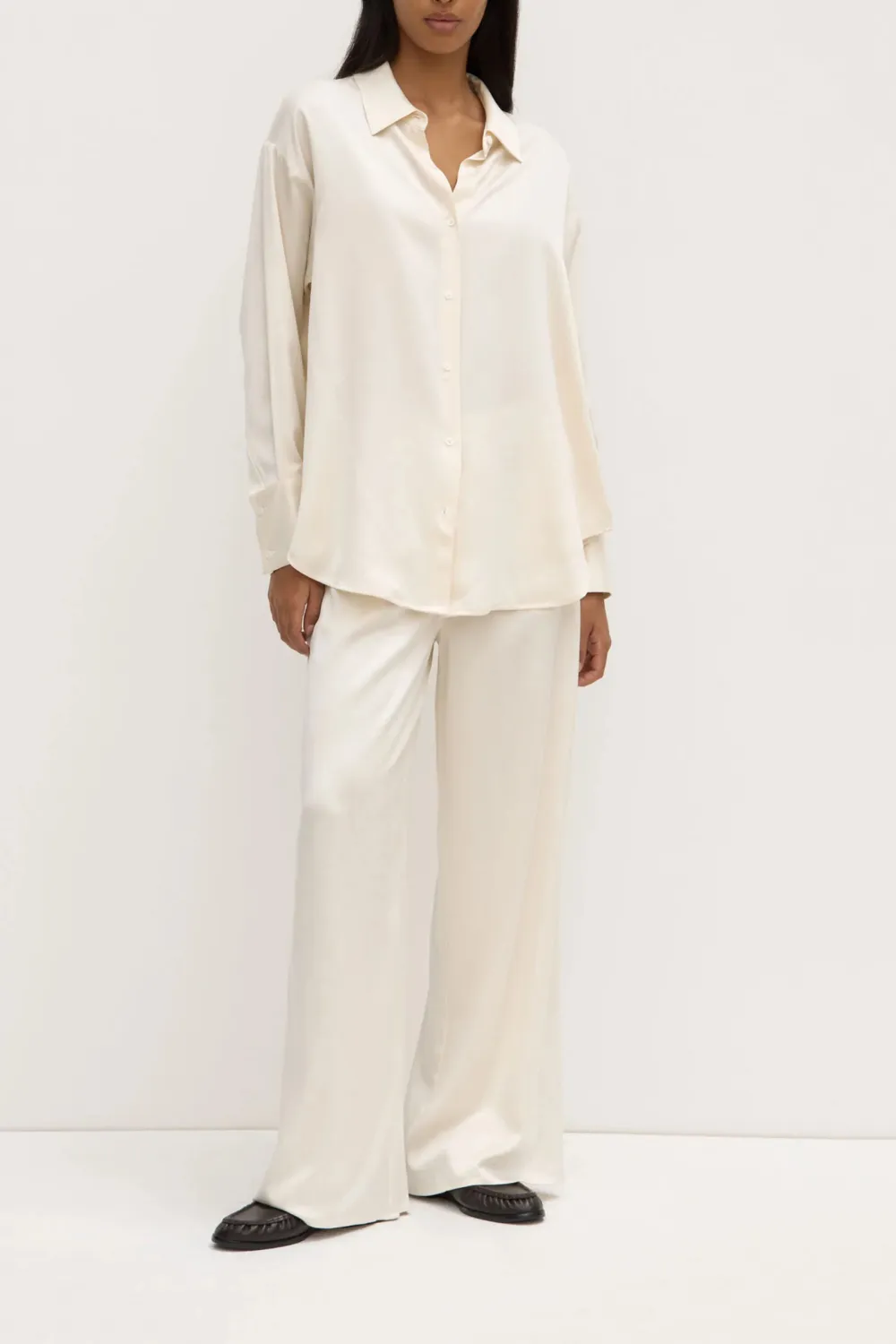 Box Pleated Silk Women's Shirt