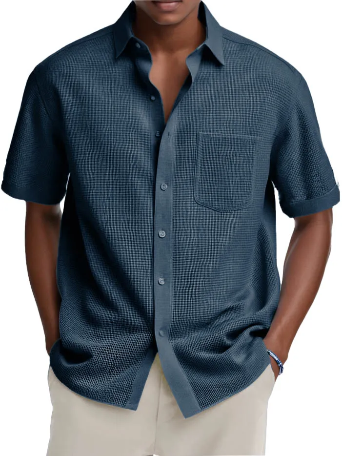 Everyday Textured Knit Pocket Shirt