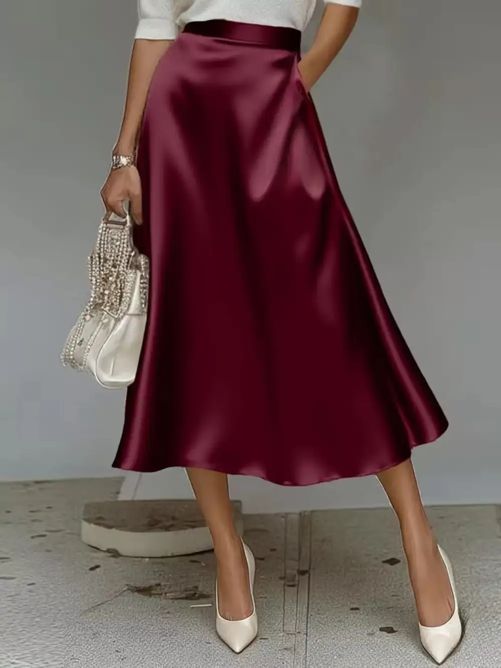 Everyday Satin Midi Skirt