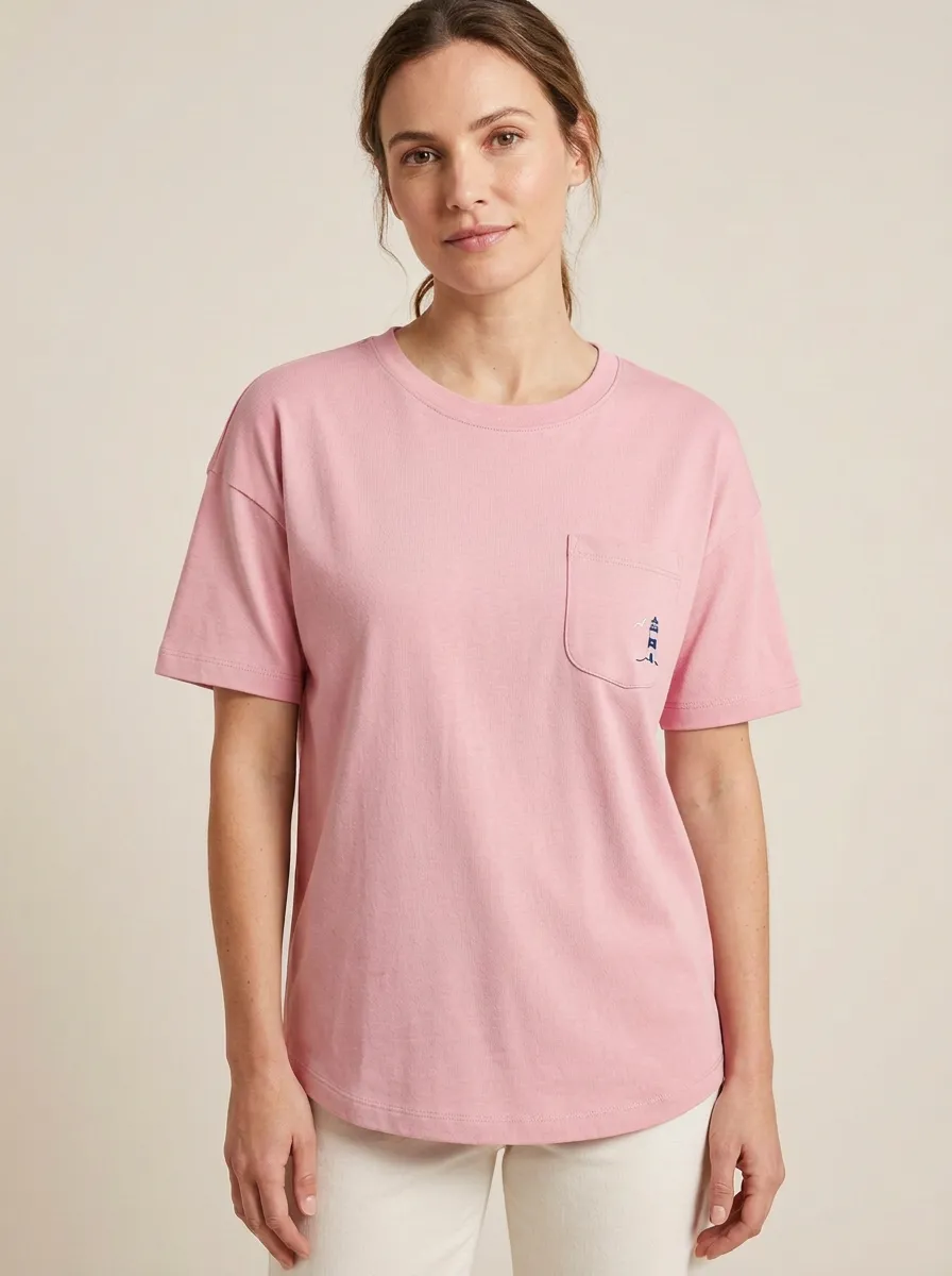 Women's Lighthouse Embroidered Pocket Crewneck T-Shirt