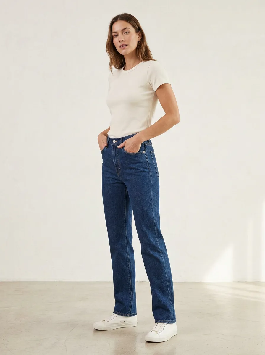 High-Rise Distressed Relaxed Women's Straight-Leg Jeans