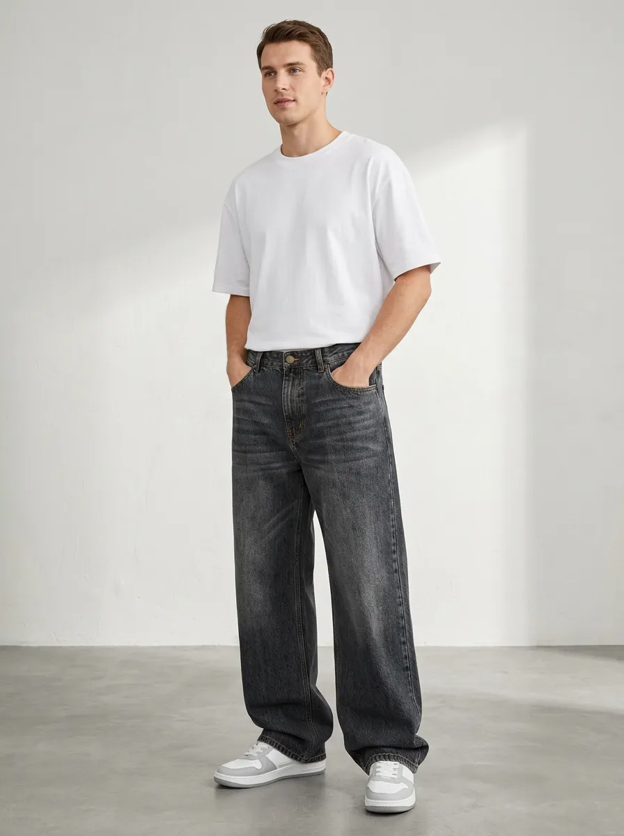 Relaxed Fit Wide Leg Men's Classic Jeans