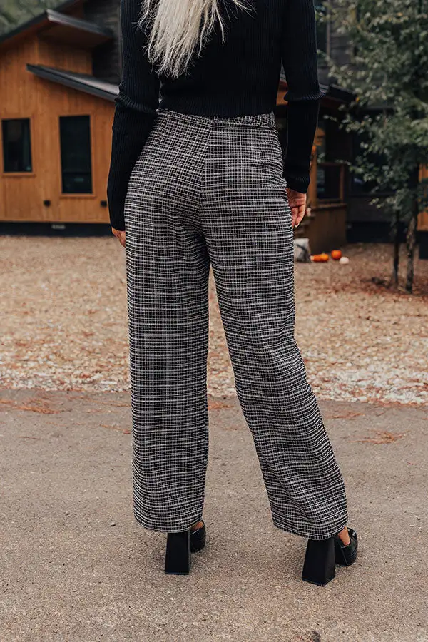 High Waist Relaxed Plaid Pleated Trousers