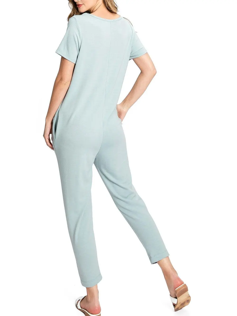 V-Neck Short Sleeve Jumpsuit