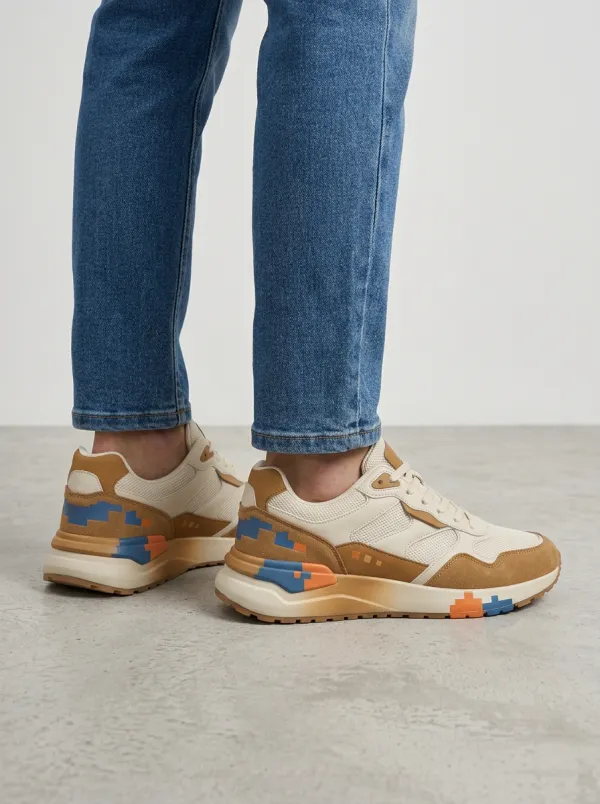 Men's Pixel Art Pattern Printed Sneakers