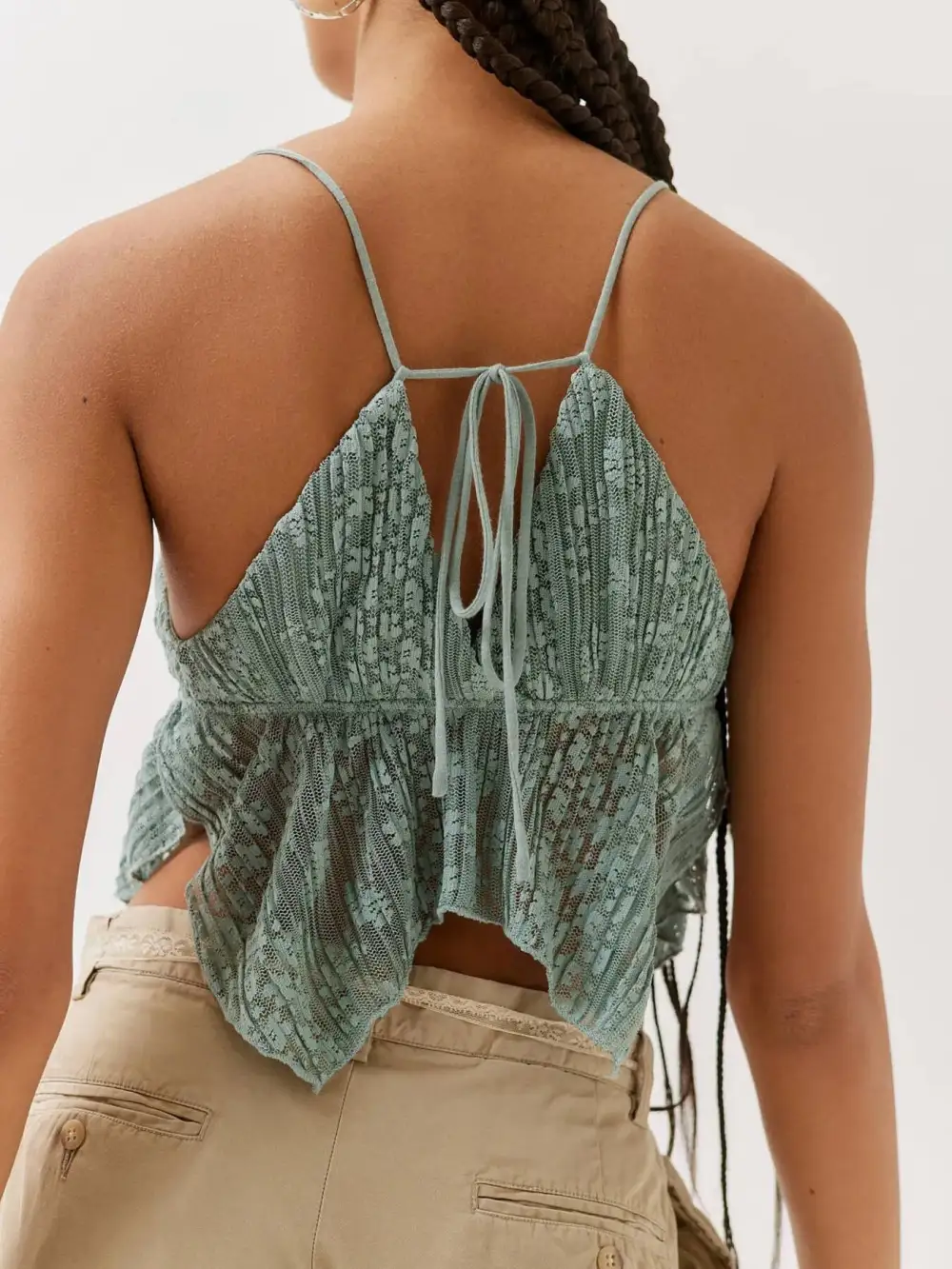 Lace Cropped Cami With Flowy Hem