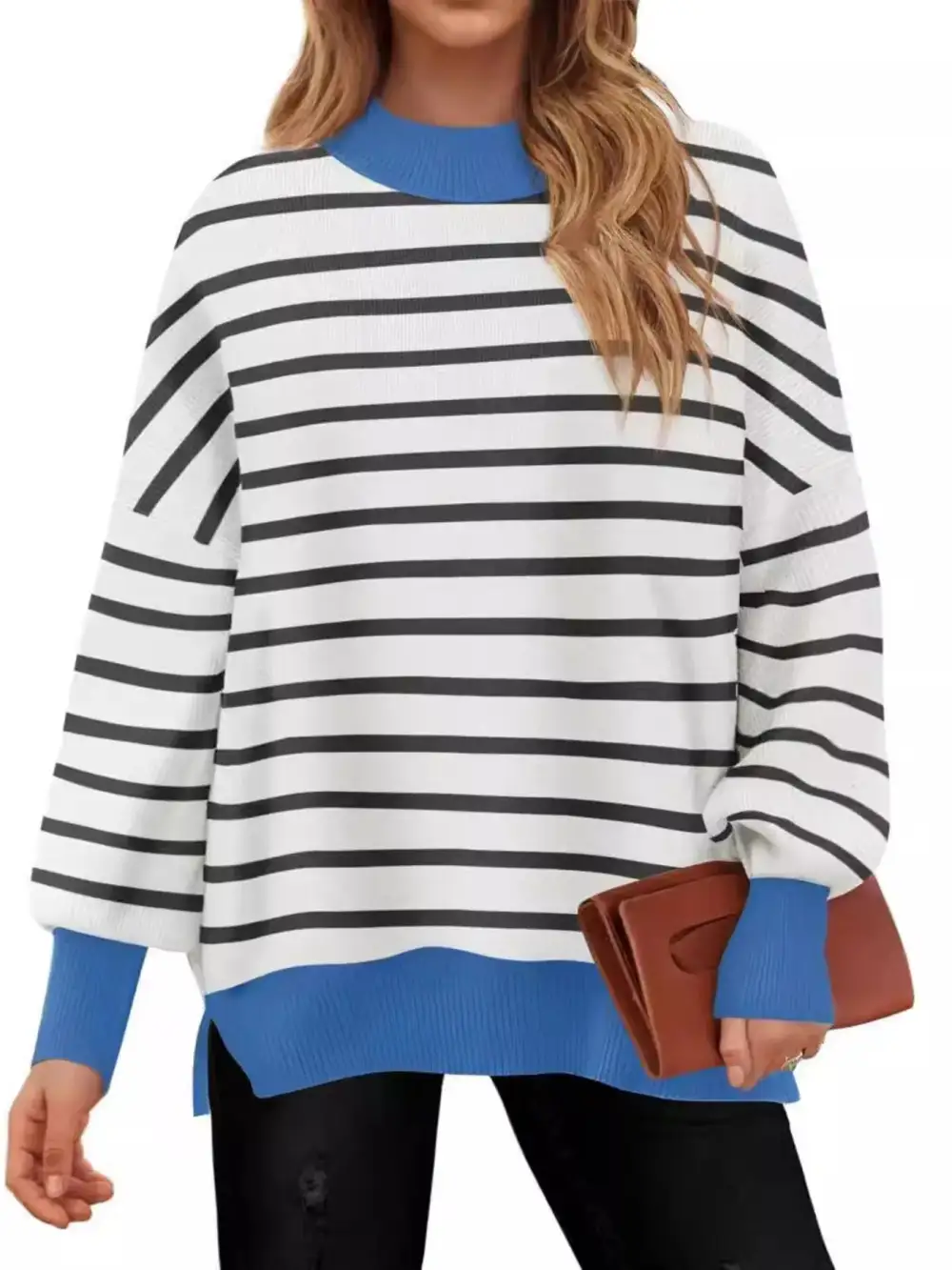 Modern Long Sleeve Round Neck Striped Sweater