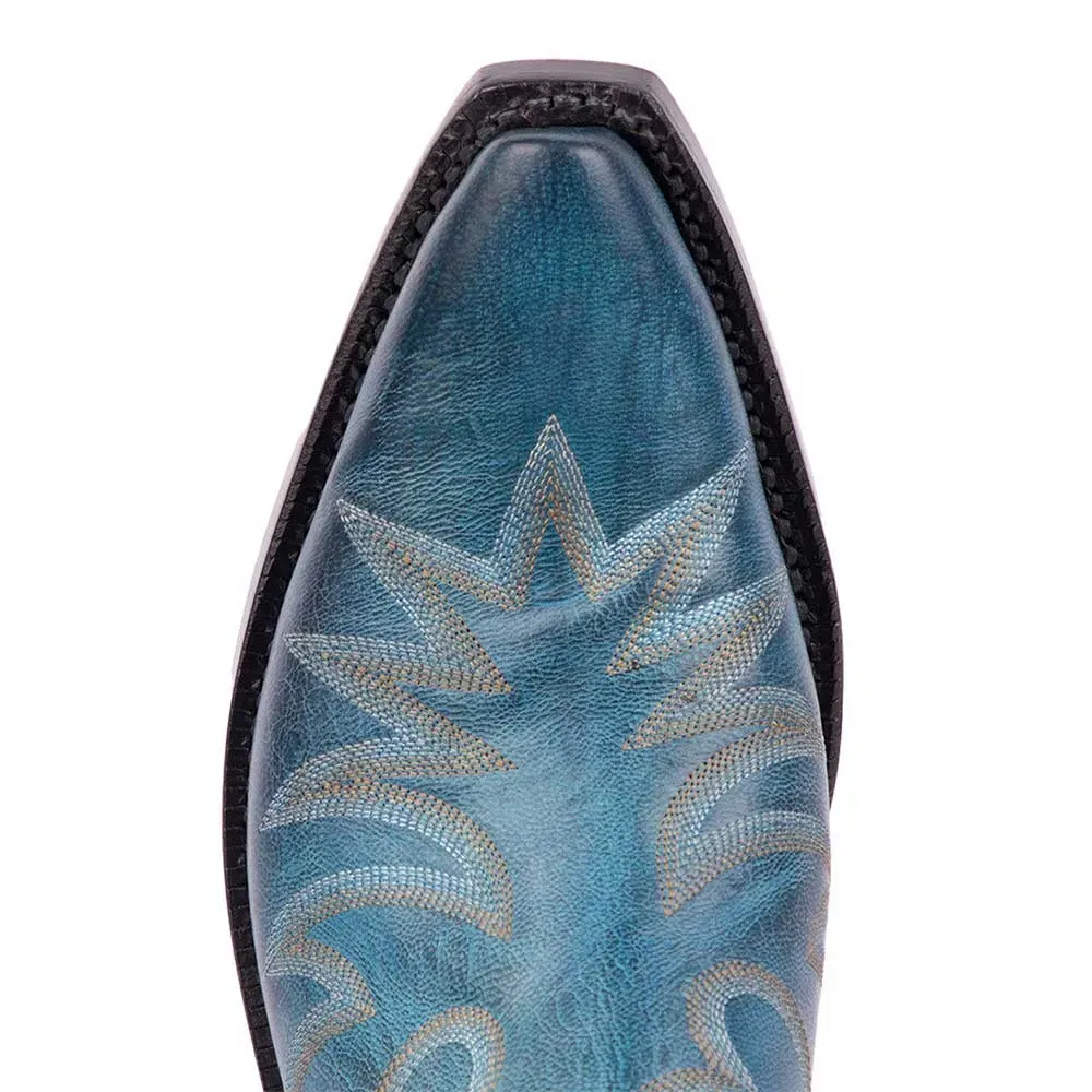 Faux-Leather Embroidered Snip-Toe Chunky-Heel Western Boots