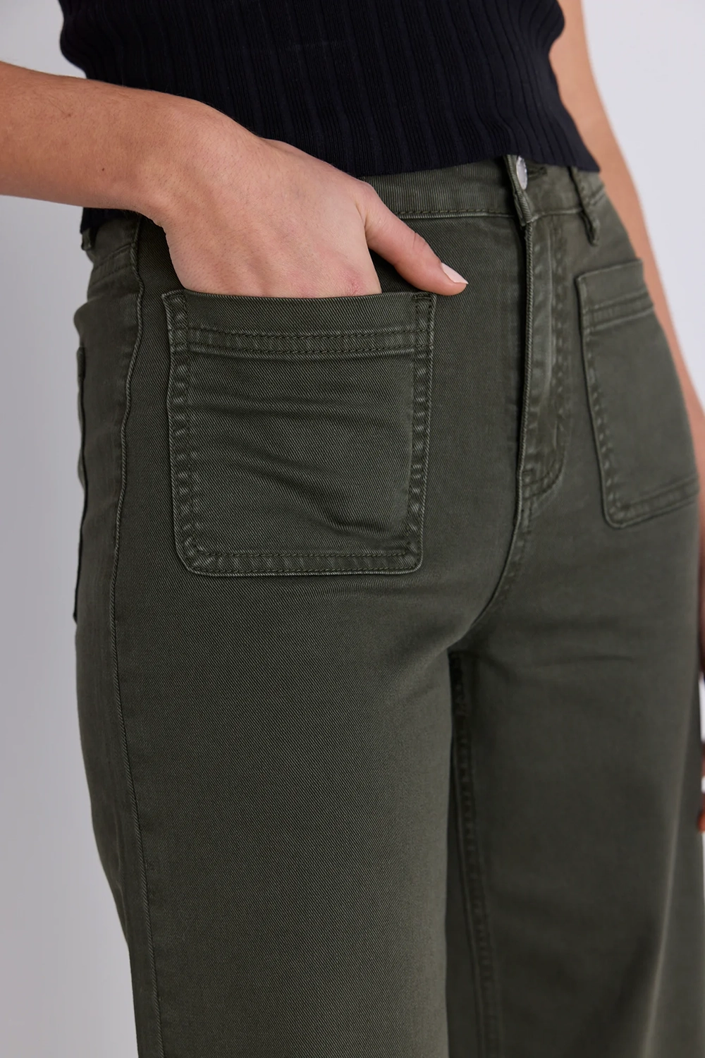 Olive Green Utility Style Long Pants