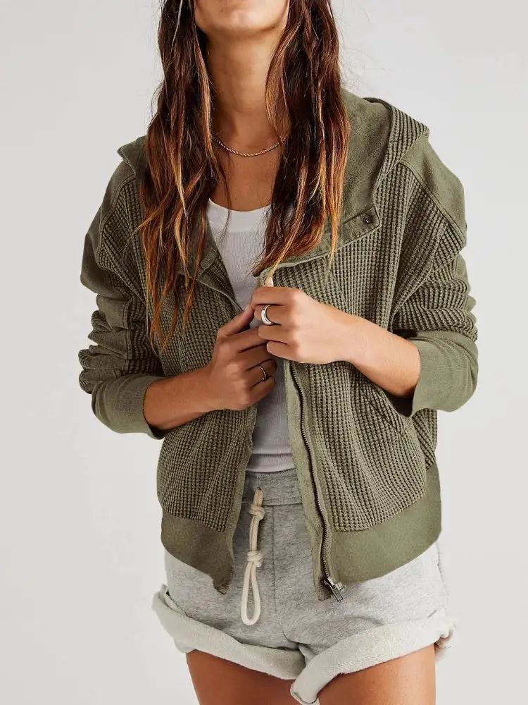 Textured Waffle Knit Jacket