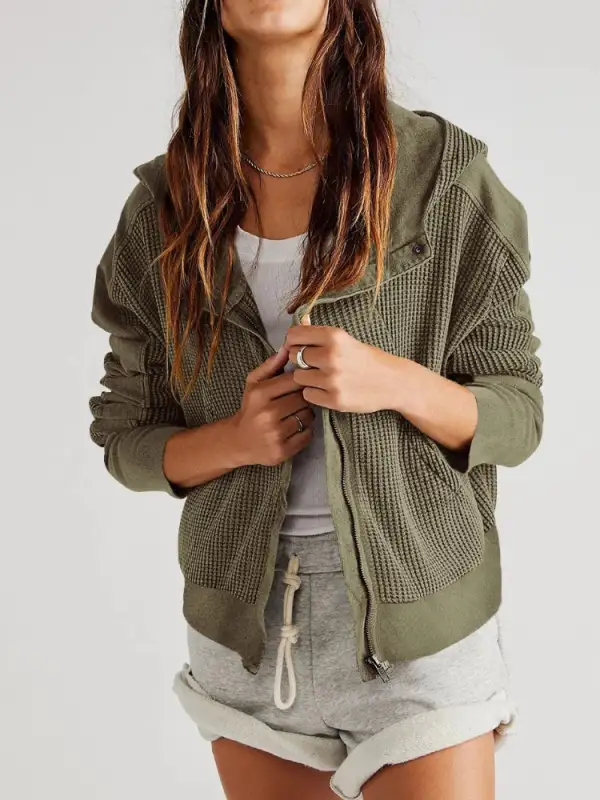 Textured Waffle Knit Jacket