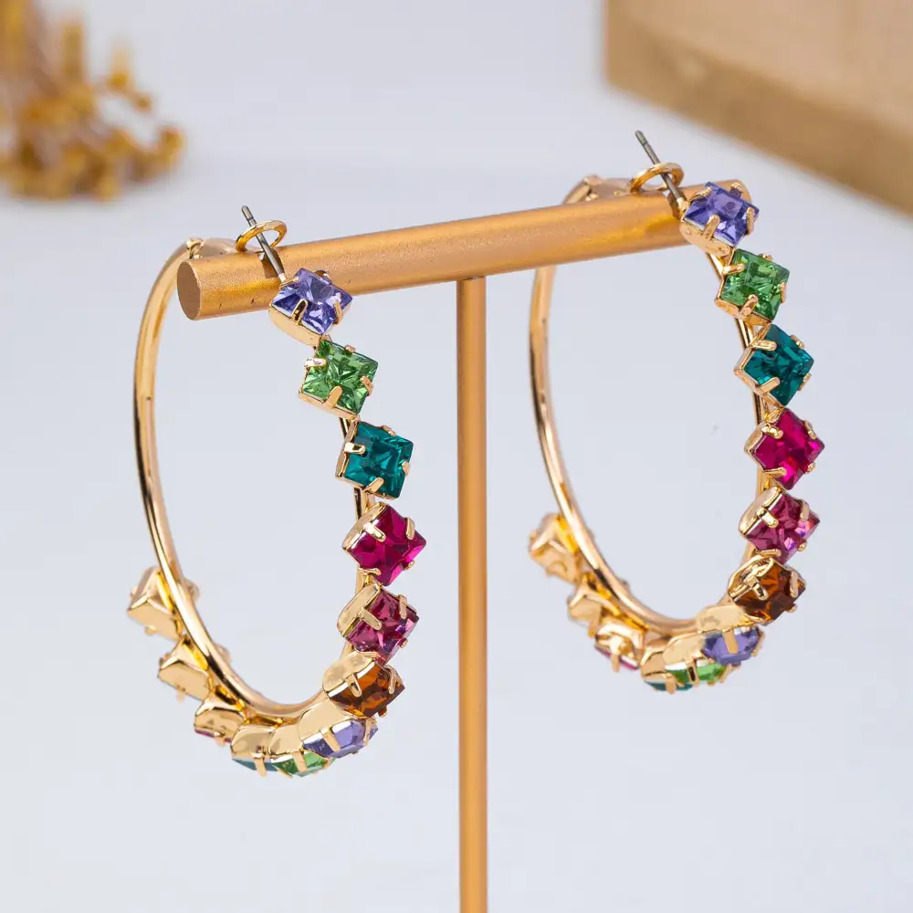 Multi Color Rainbow Crystal Hoop