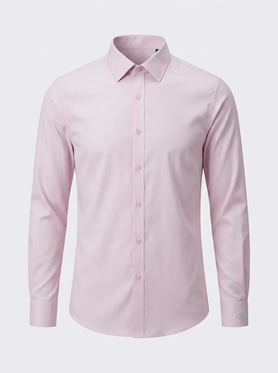 Men's Non-Iron Cotton Geometric Logo Embroidered Dress Shirt