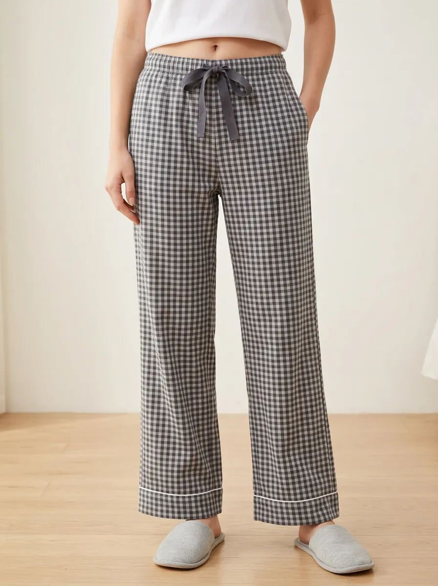 Easygoing Plaid Straight Leg Sleep Pants
