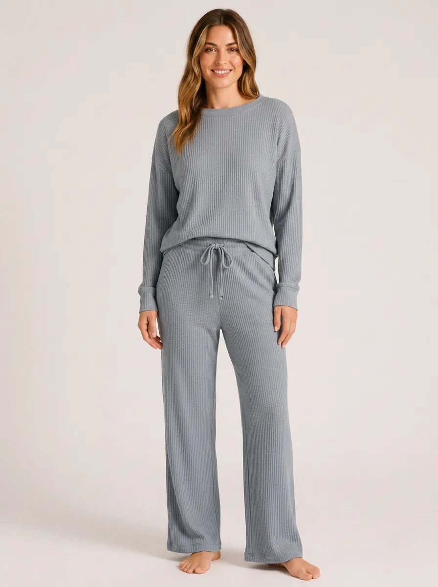 Women's Minimal Waffle Knit Lounge Set