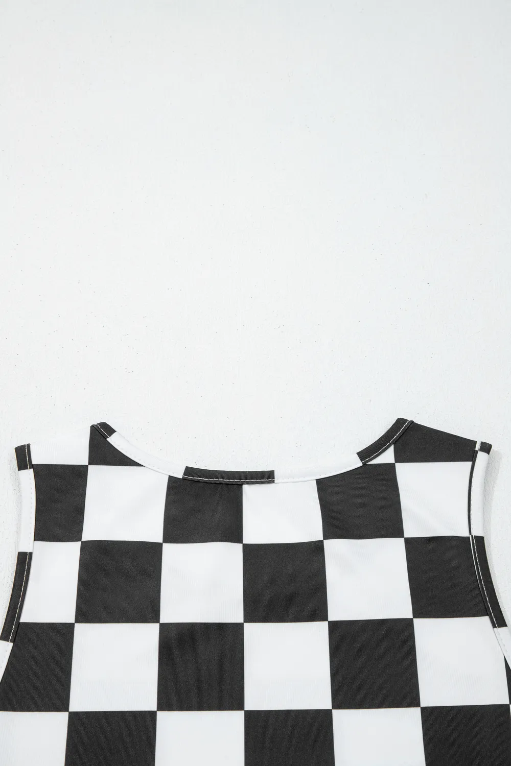 Black Checkerboard Printed Slim Tank Top