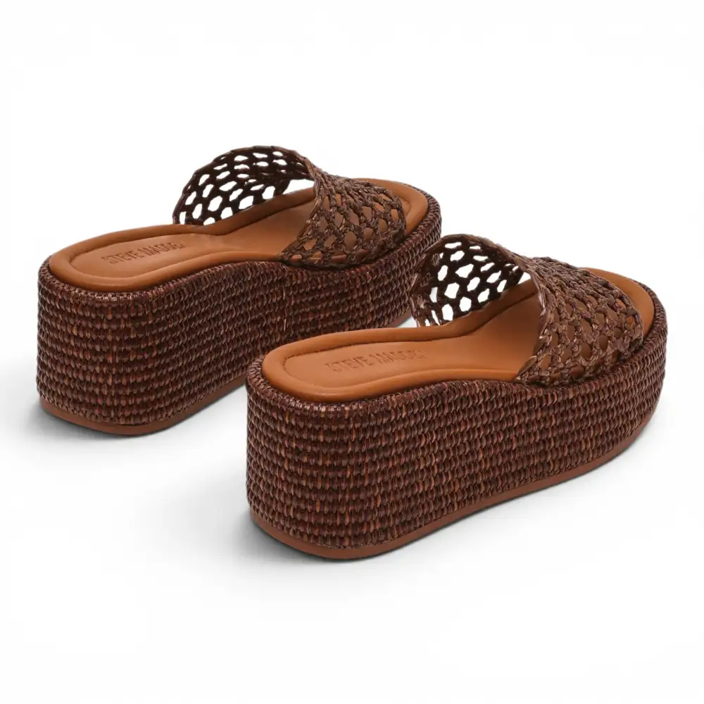 Brandy Raffia Platform Wedge Slide Sandal