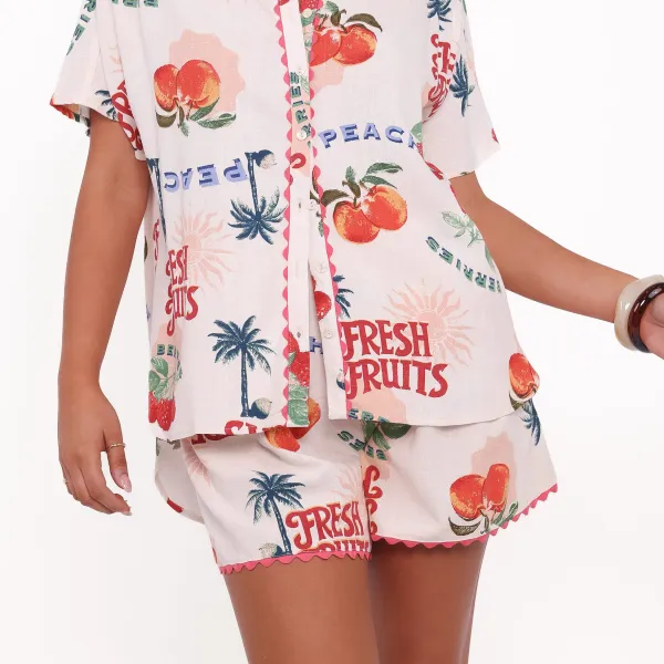 Linen Blend High Waist Pocket Casual Shorts