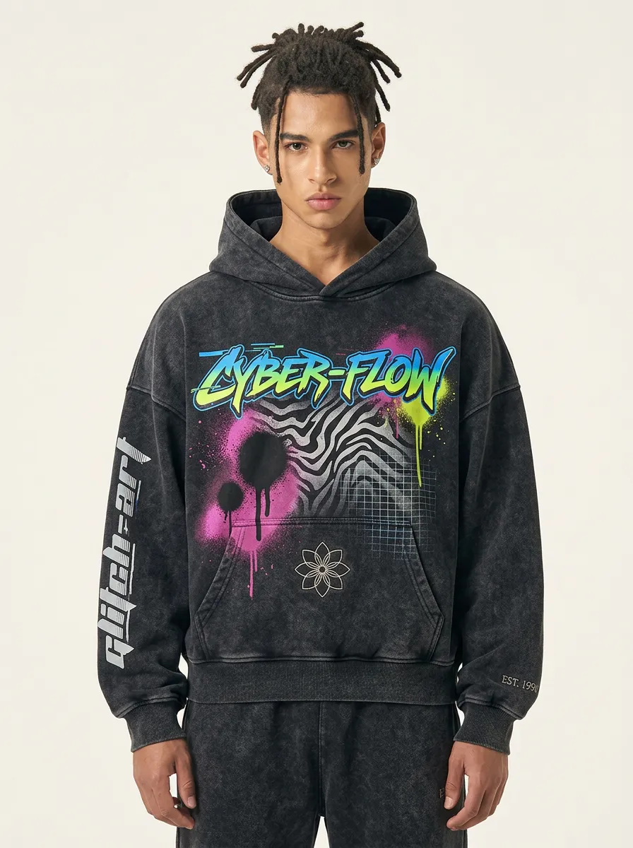Unisex Streetwear Graffiti Zebra Hoodie