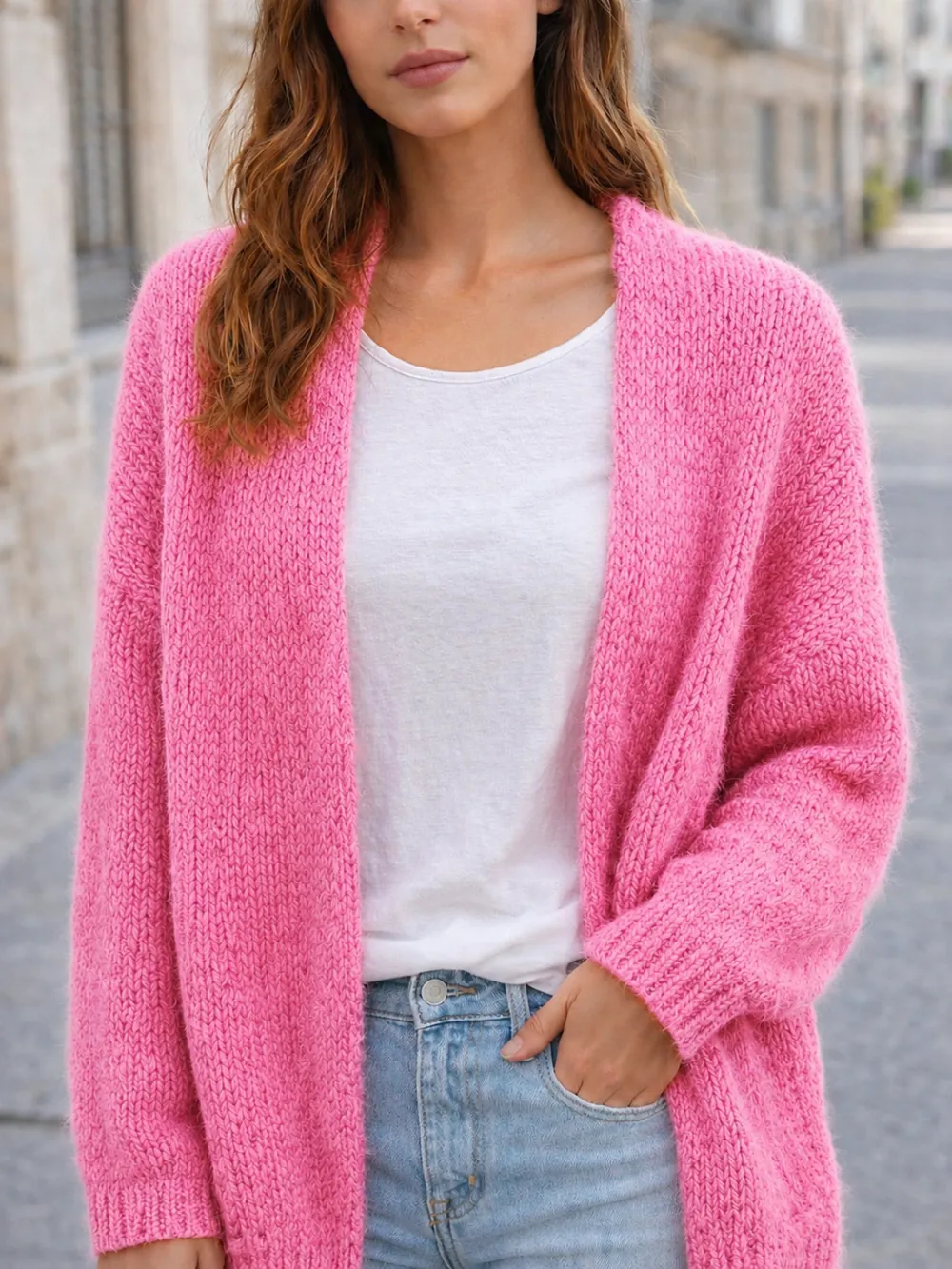 Mohair Wool Oversized Longline Cardigan