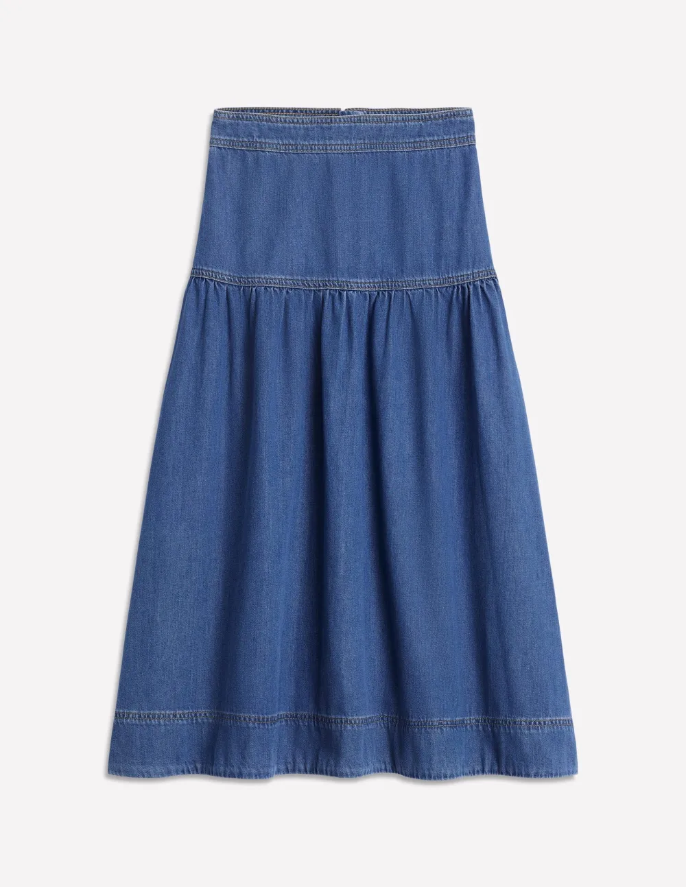 Yoke Detail Denim Midi Skirt