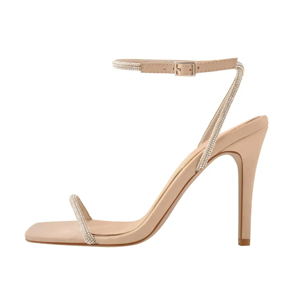Rhinestone Ankle Strap Stiletto Sandals