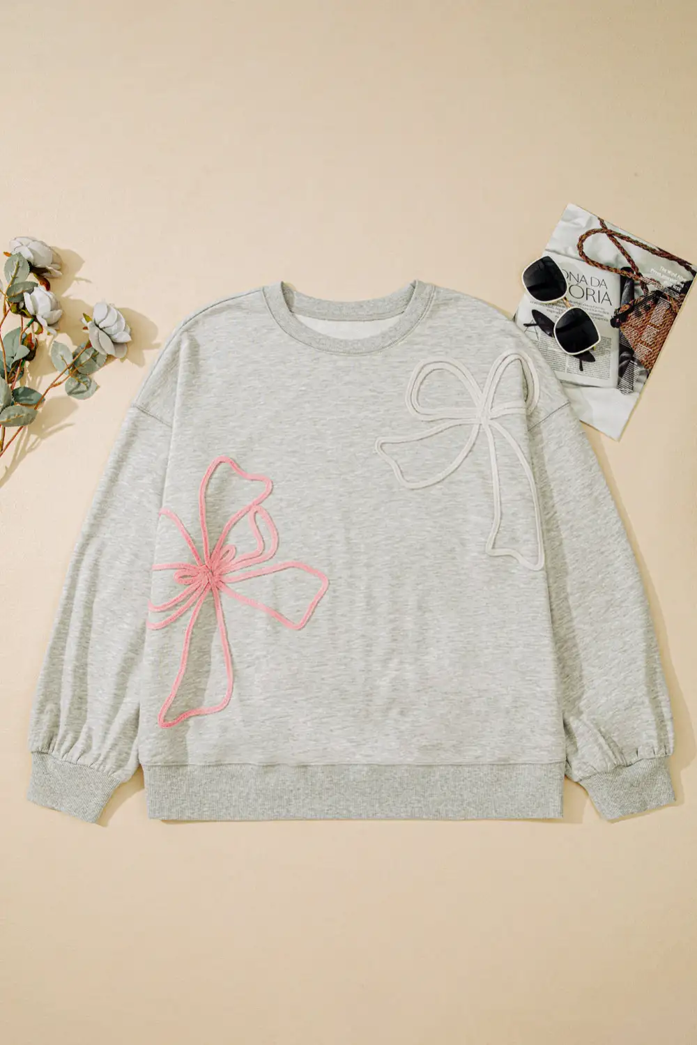 Embroidered Drop Shoulder Crewneck Sweatshirt