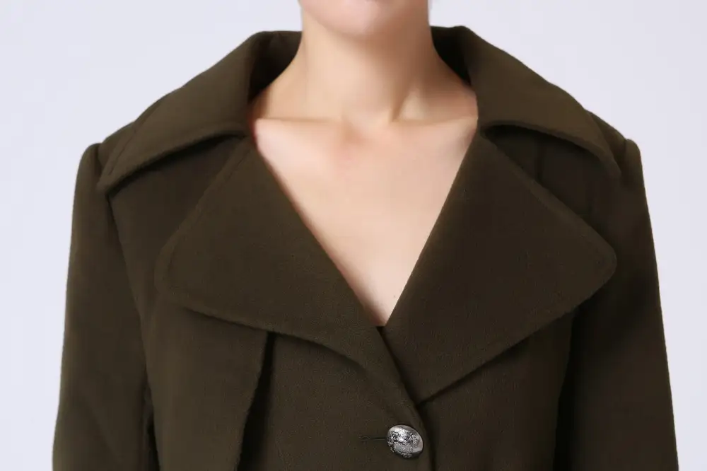Classic Wool Blend Tailored Belted Pocketed Button Front Coat