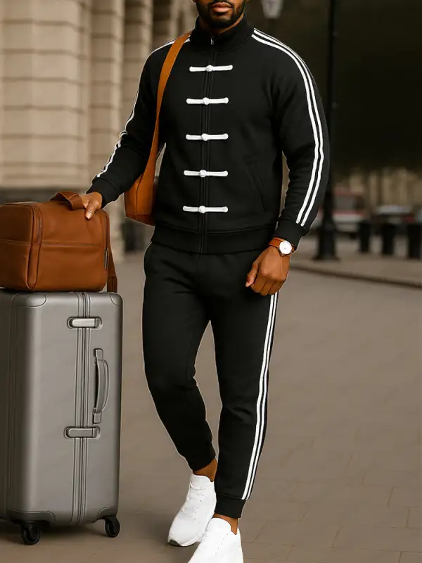 Athleisure Toggle Zip Dual Placket Jacket Set