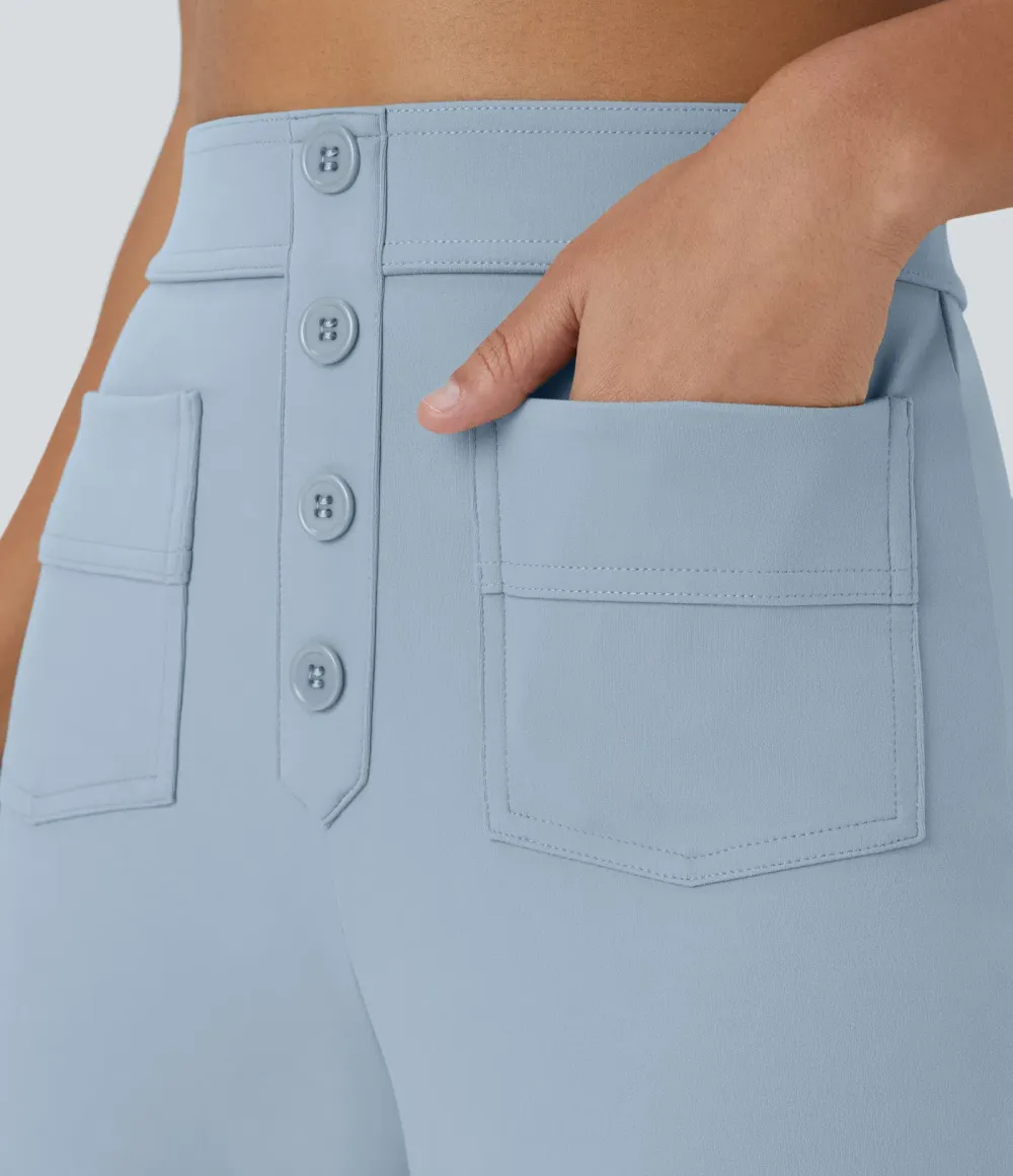 DayStretch High Waisted Pockets Straight Leg Casual Pants