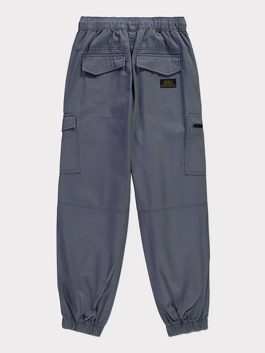 Blue Woven Cargo Trousers