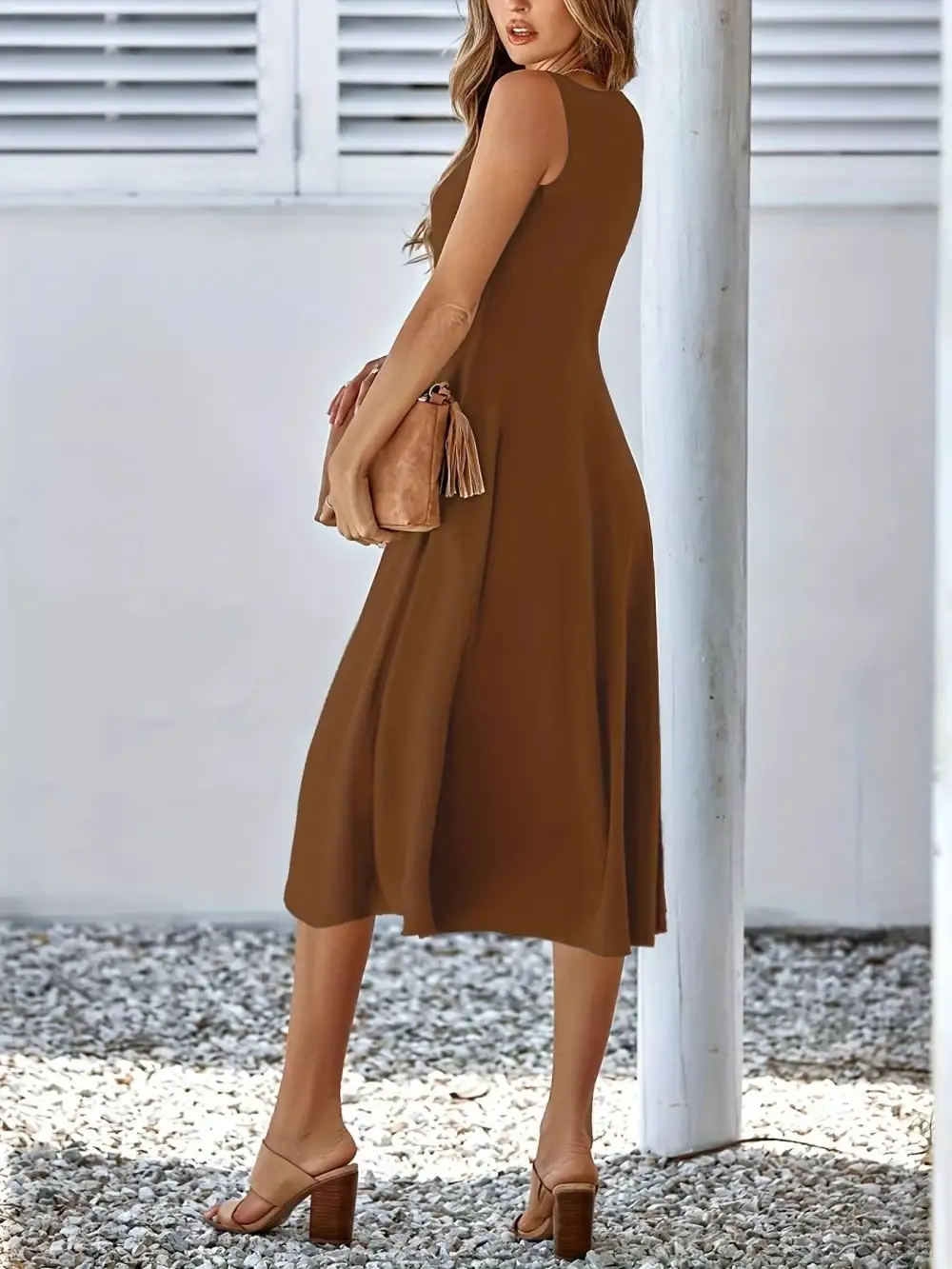 Sleeveless A-Line Midi Dress