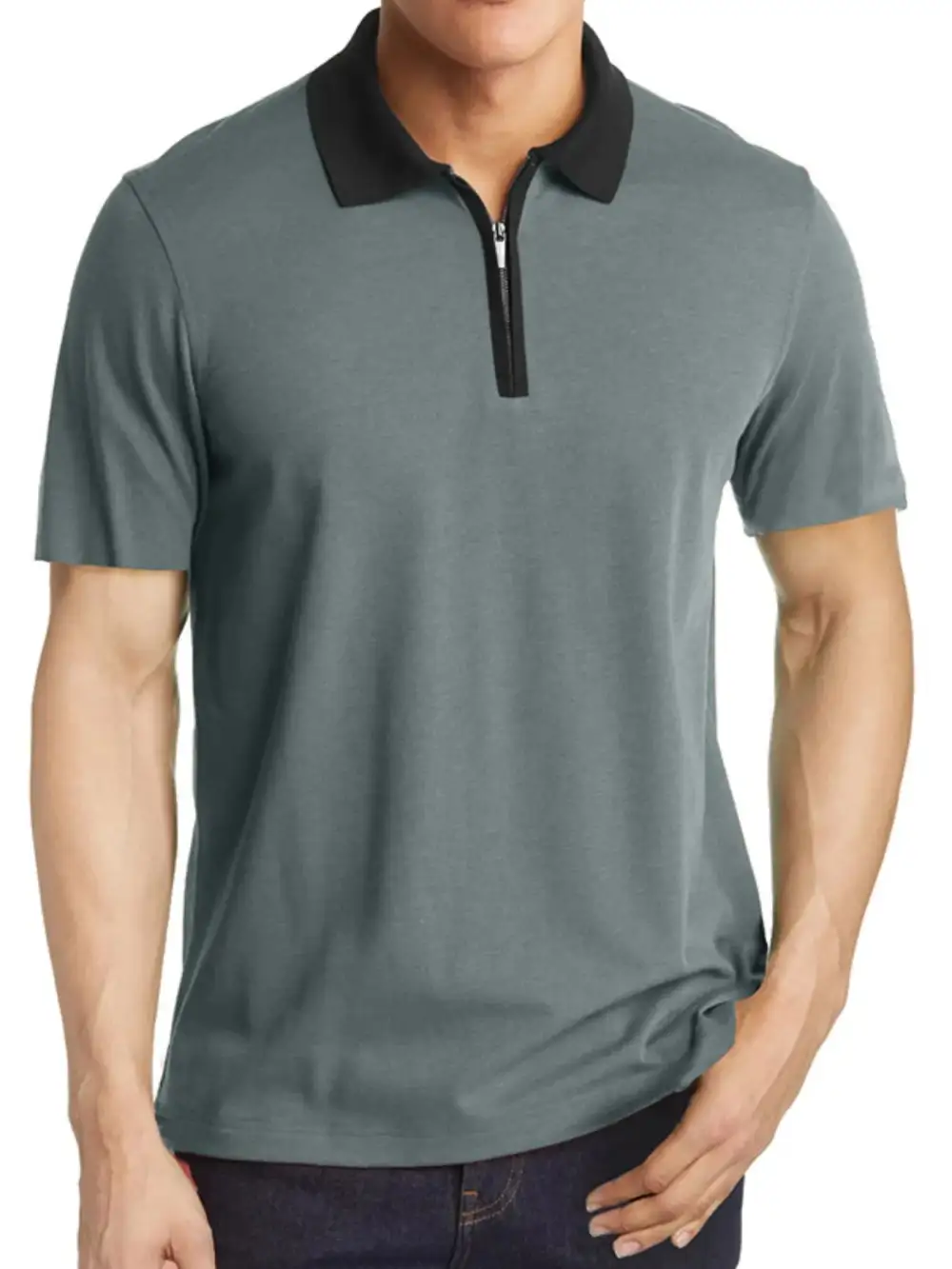 Woven Contrast Detail Collared Polo Shirt