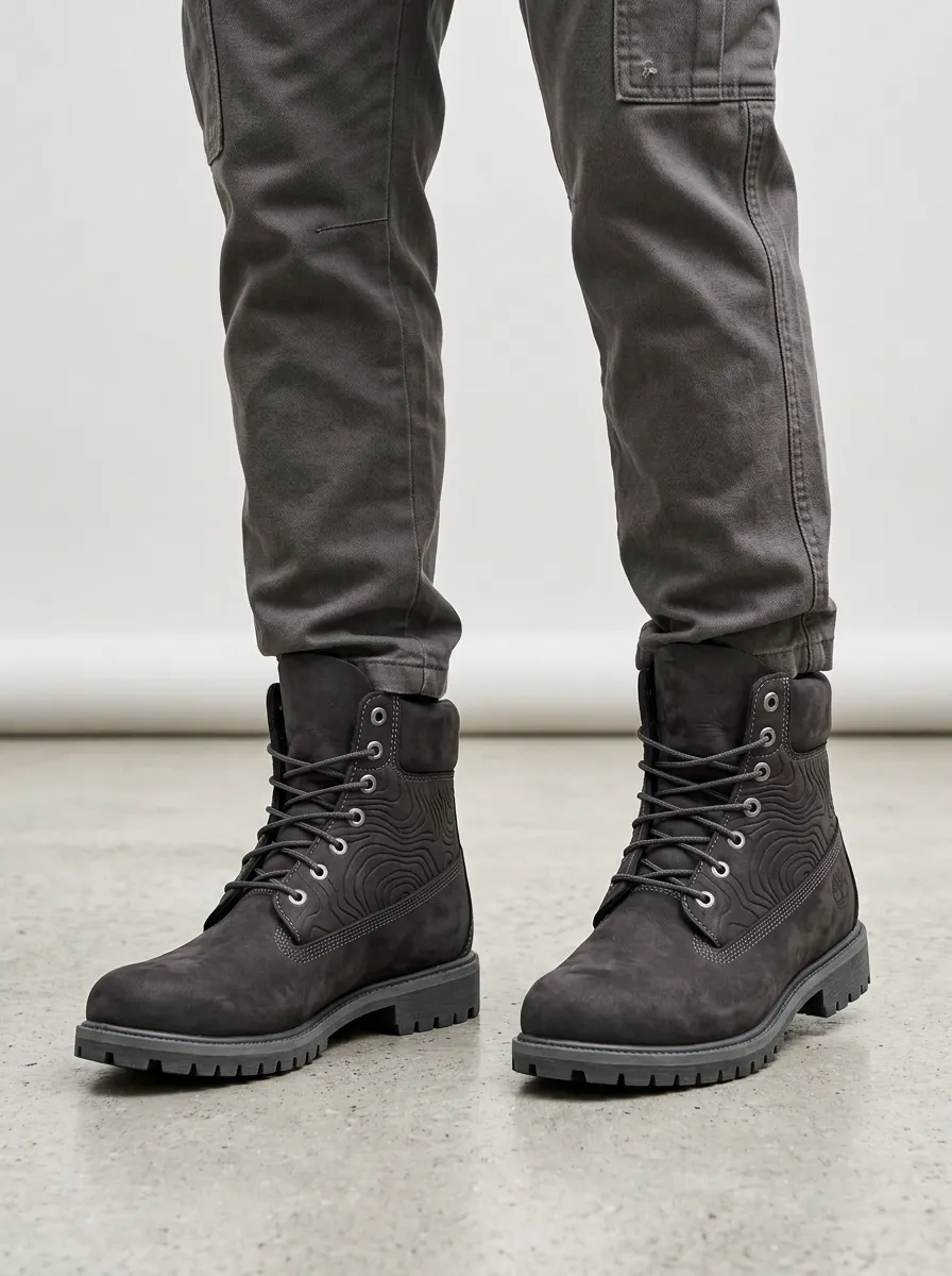 Unisex Clean-Lined Outdoor Enthusiast Topographic Map Print Work Boots