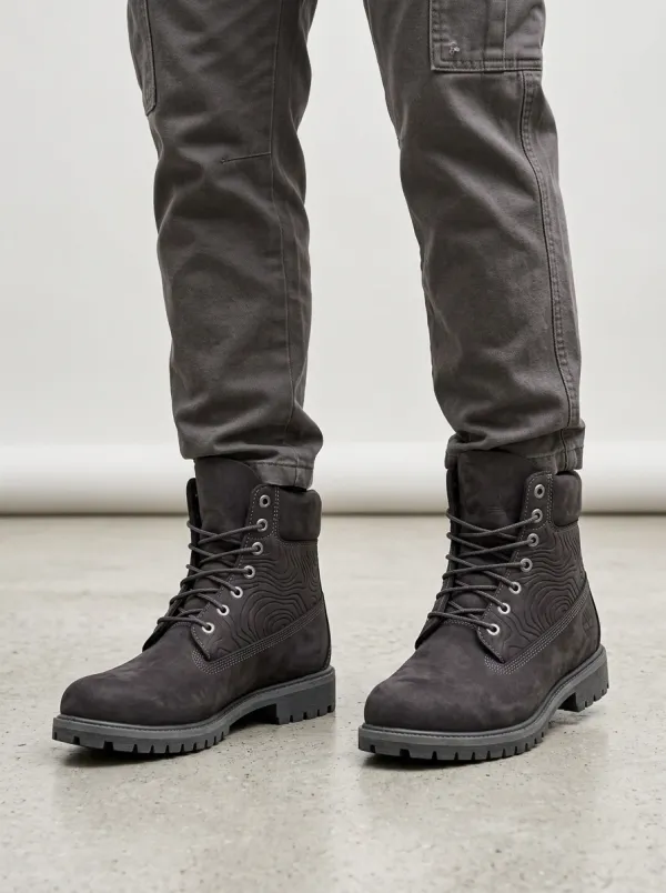 Unisex Clean-Lined Outdoor Enthusiast Topographic Map Print Work Boots