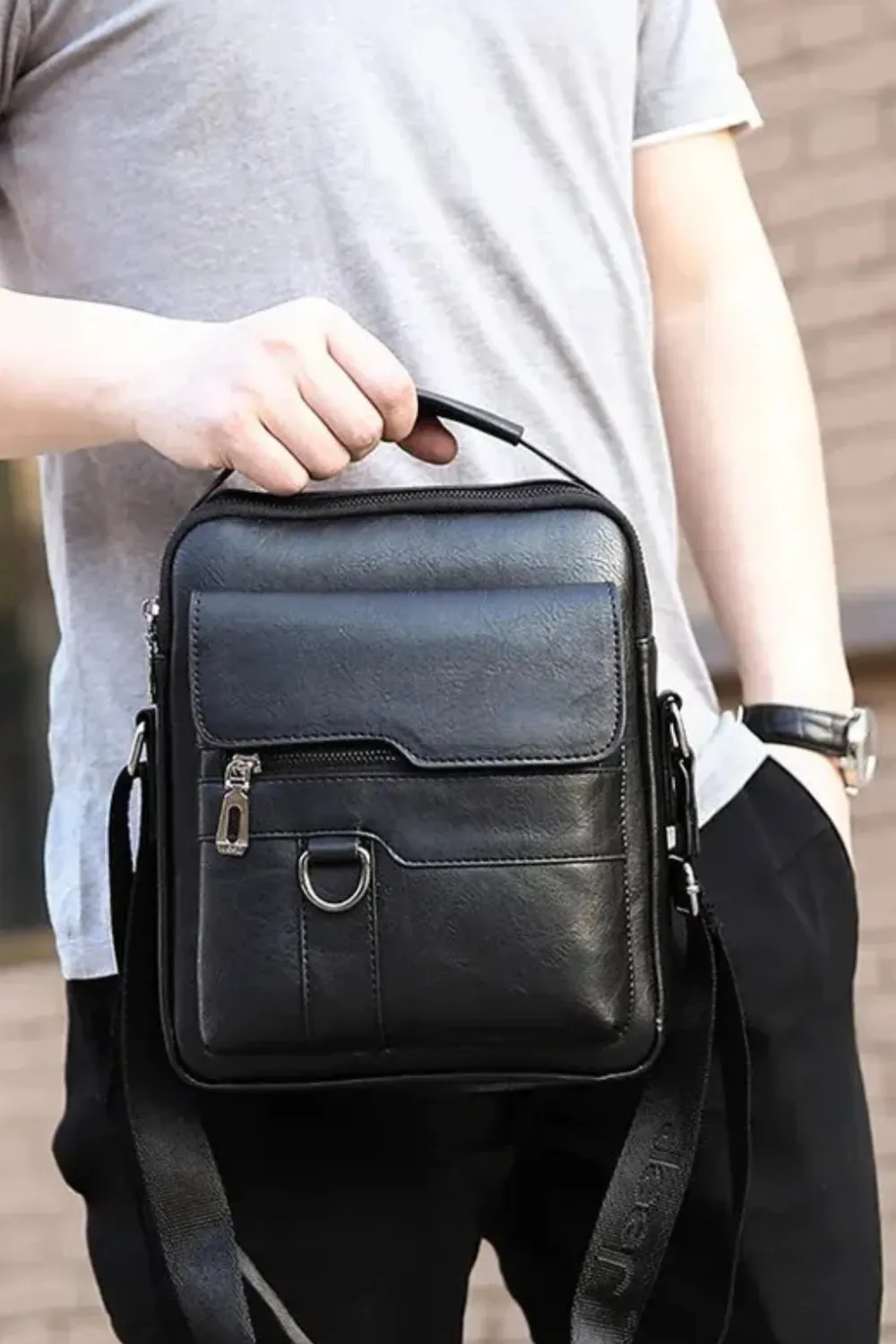 Structured Leather Crossbody Bag