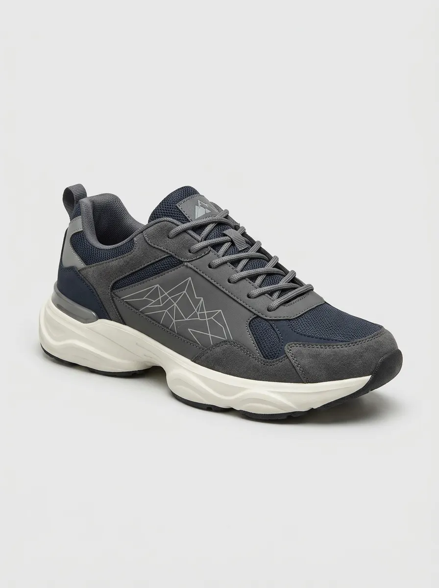 Men's Navy Outdoor Geometric Mountain Athletic Sneakers