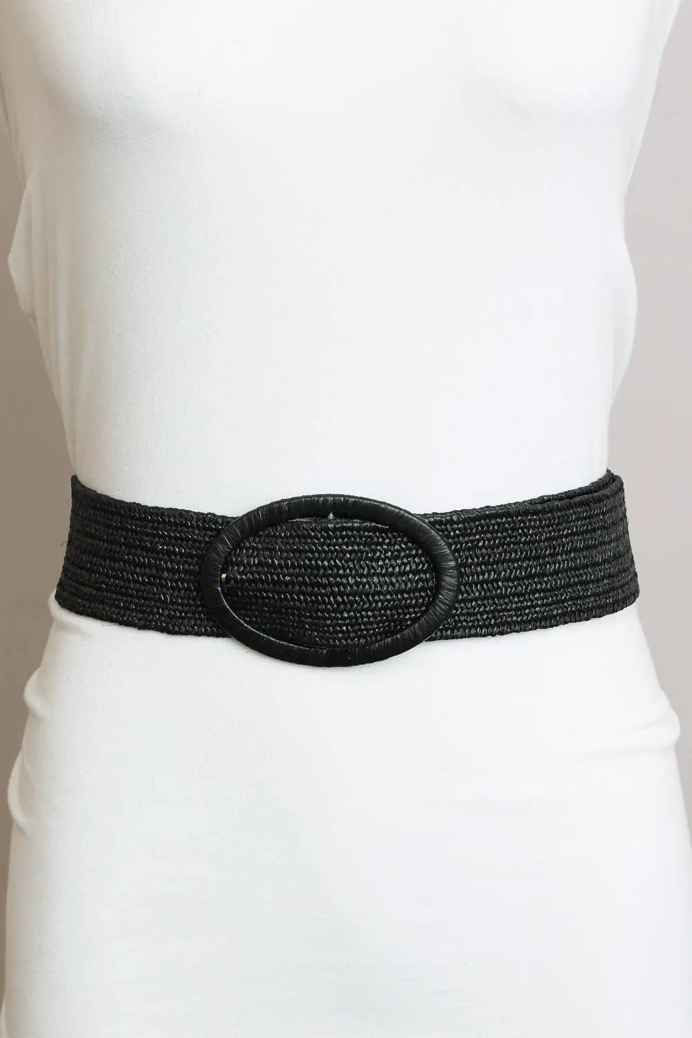 Raffia Oval Buckle Belt
