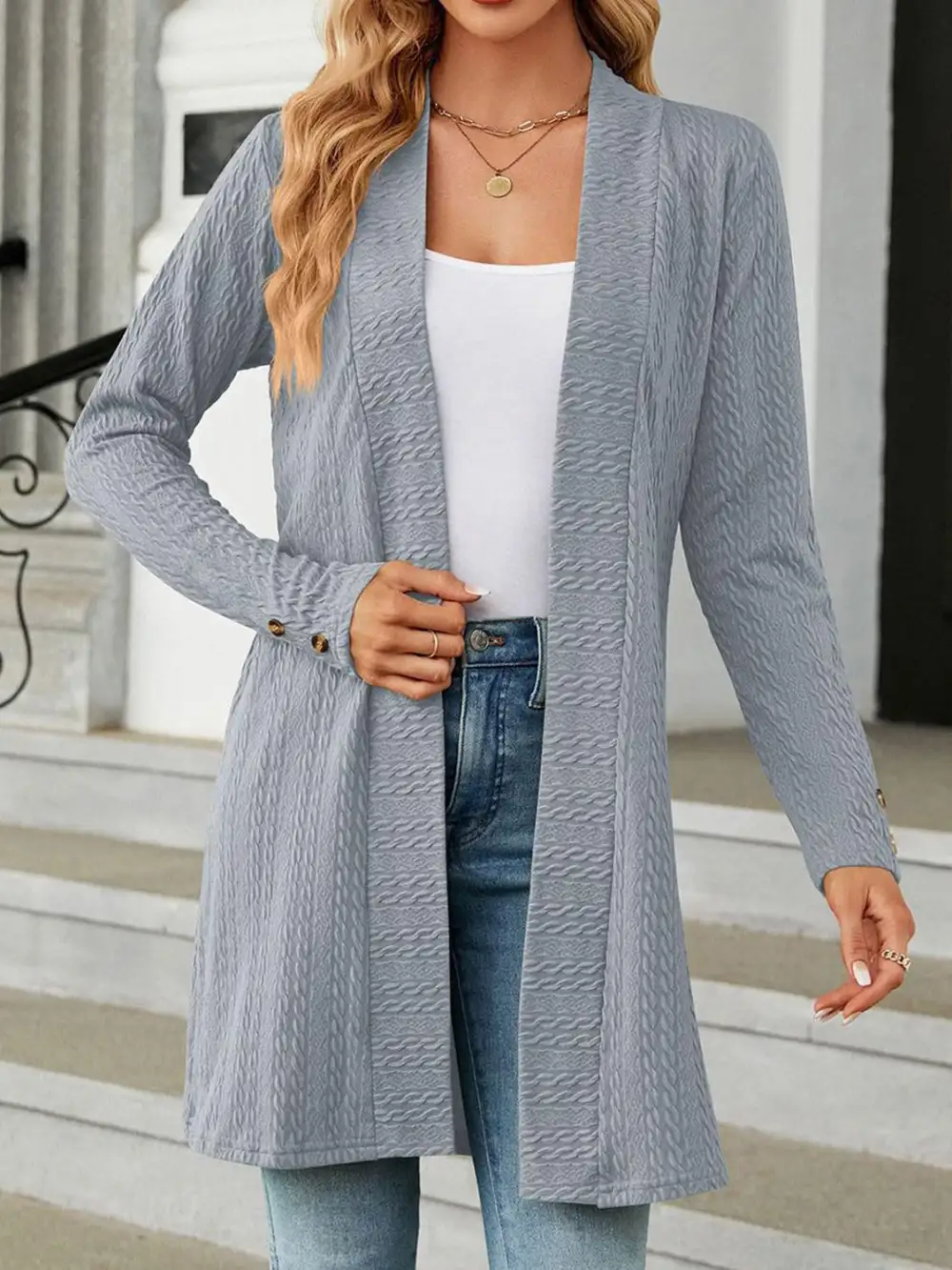 Open-Front Long-Sleeve Cardigan
