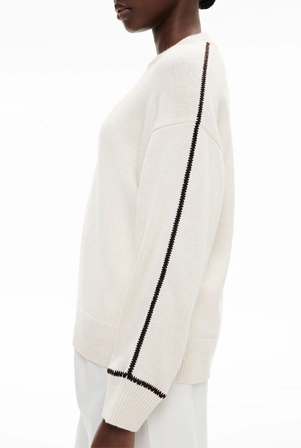 Ivory Ribbed Knit Sweater