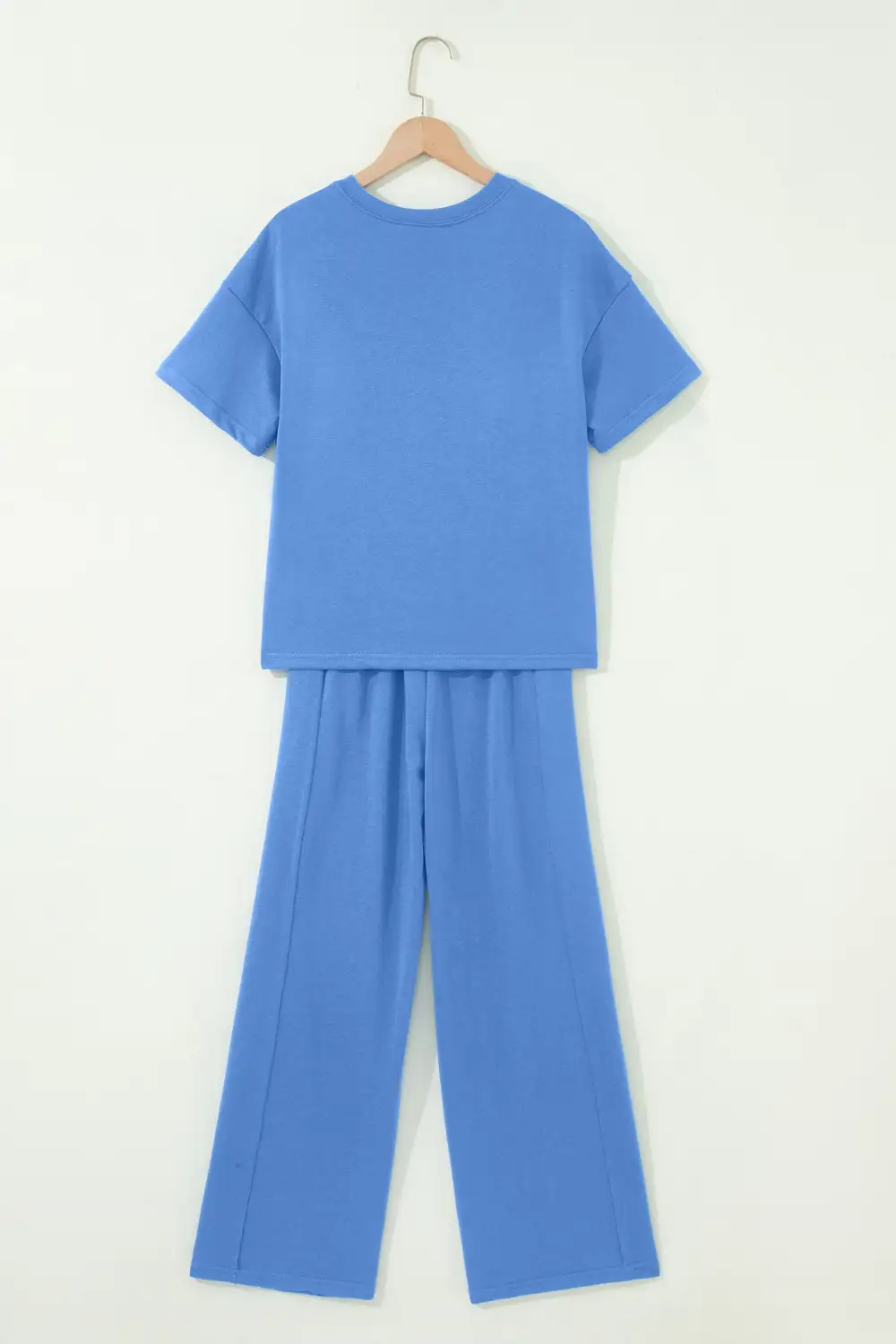 Women's Solid Cover Oversize Tee Pocketed Casual Pants Two Piece Outfit