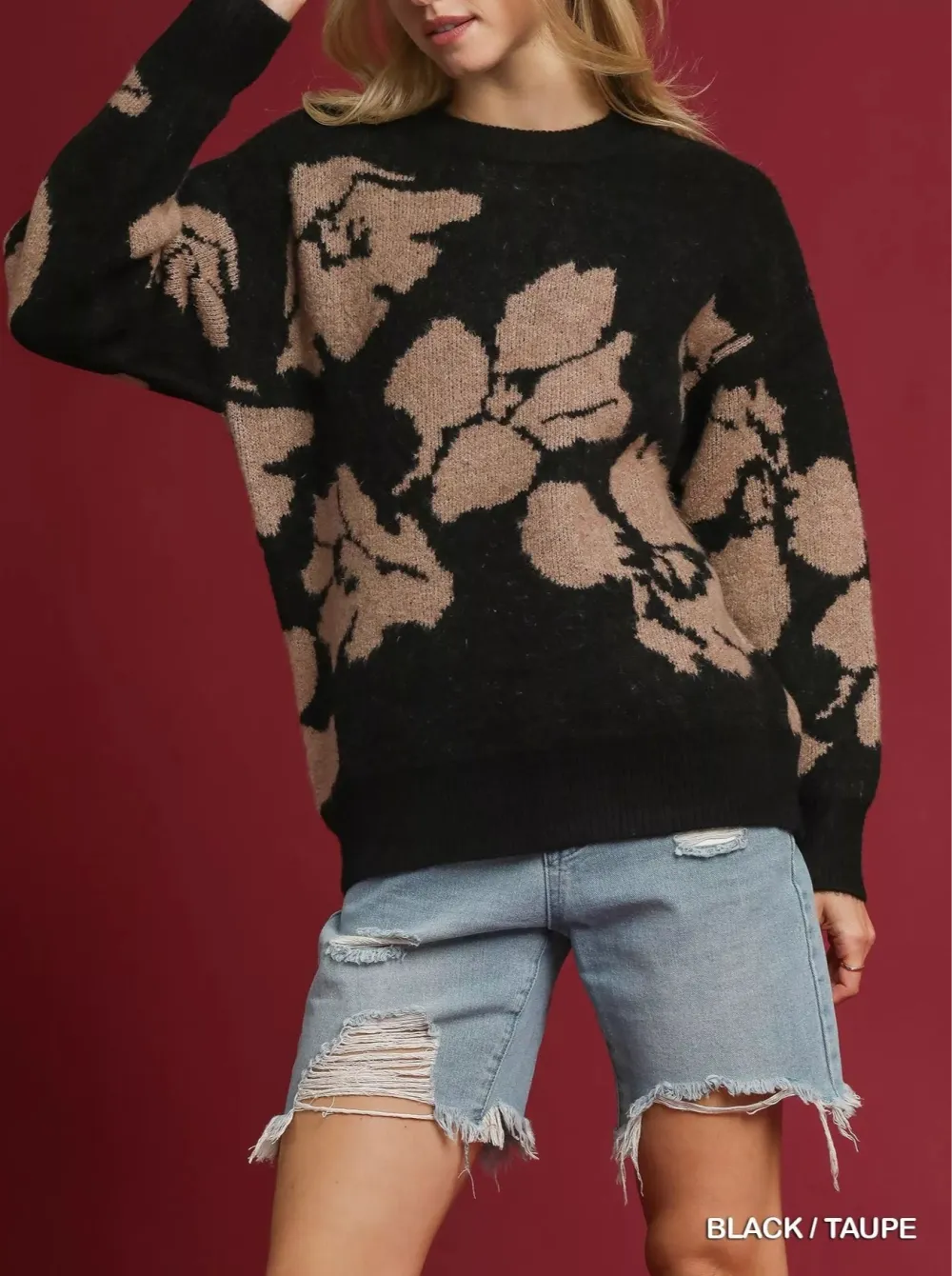 Long Sleeve Floral Sweater