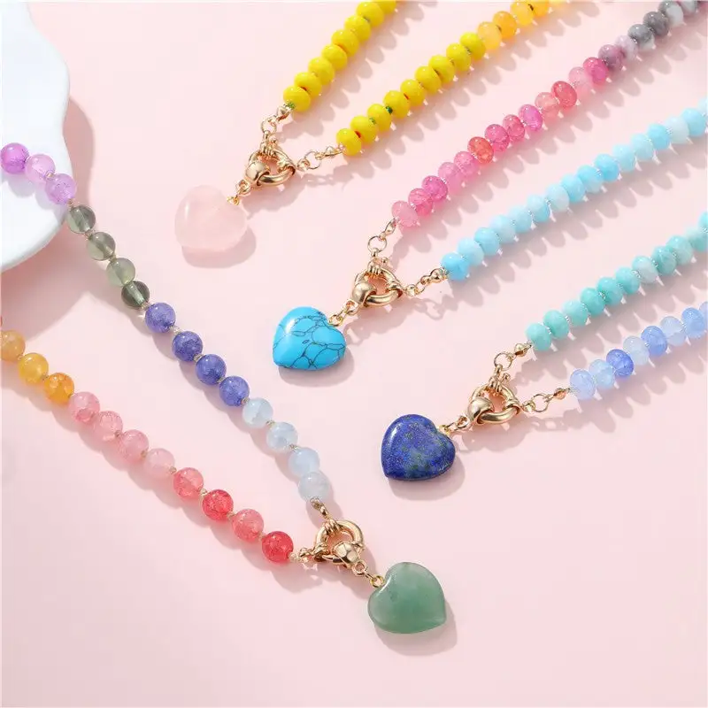 Mixed Stone Glass Necklace